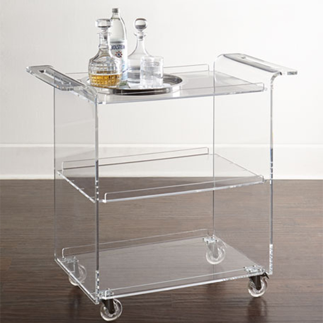 Acrylic Tea Serving Trolley Perspex Hotel Trolley Lucite Cocktail Drinks Christopher Knight