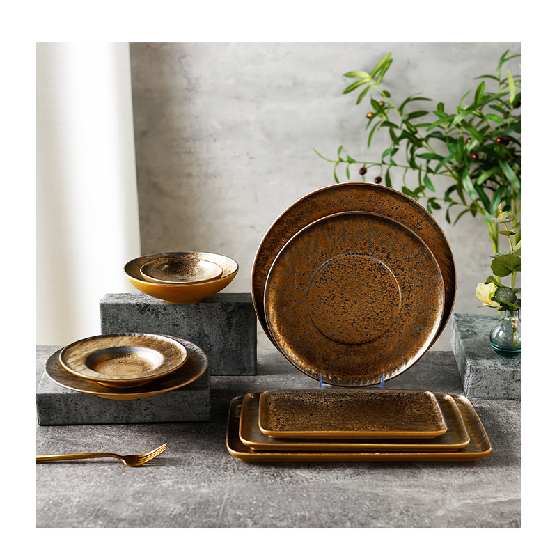 Luxury Nordic Crockery Stoneware Dishes Set Ceramic Dinner Porcelain Plates High Quality Dinnerware Sets Ceramic Dinning Plate