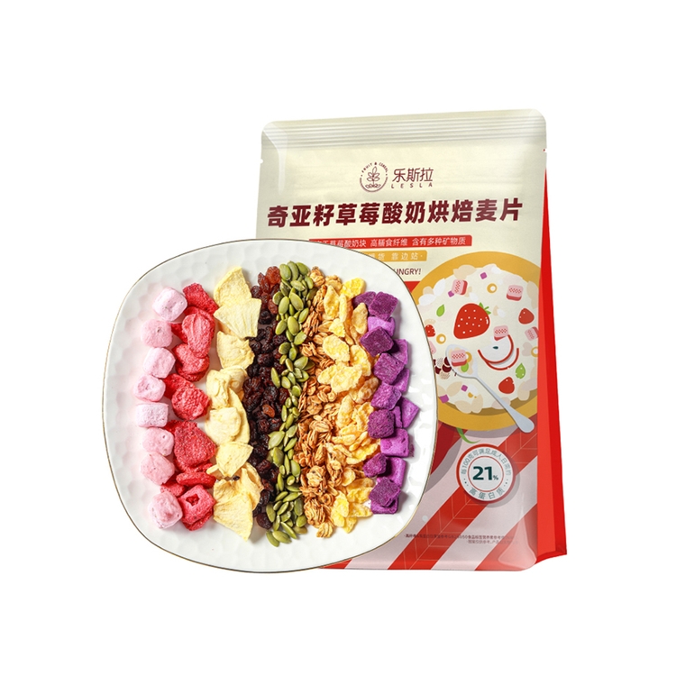 Питательный завтрак Muesli семена ЧИА запеченные хлопья гранила овсянка с клубникой и сыром
