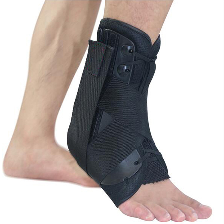 Adjustable Sports Compression Ankle Brace Support Black Leg Lace Up Sport Ankle Support Brace