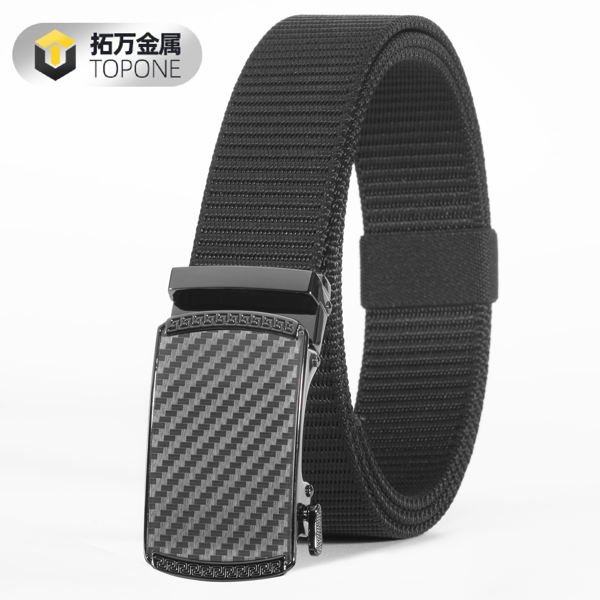 The New Design of Patch Texture Click Buckle Adjustable Casual Jeans Golf Ratchet Nylon Belt