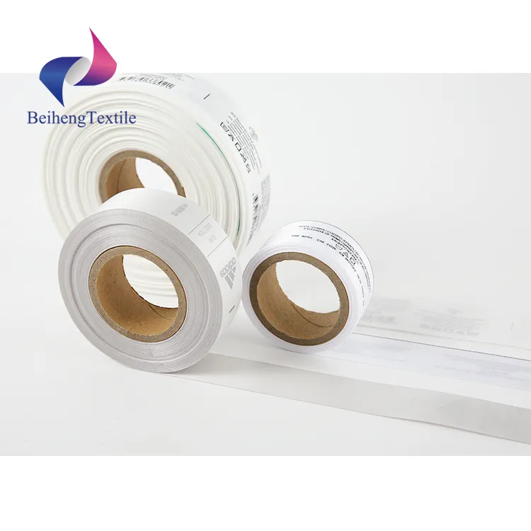 Wholesale White/Multicolor Satin Custom Labels Ribbon Acceptable Printed Washing Care/Main/Size Labels