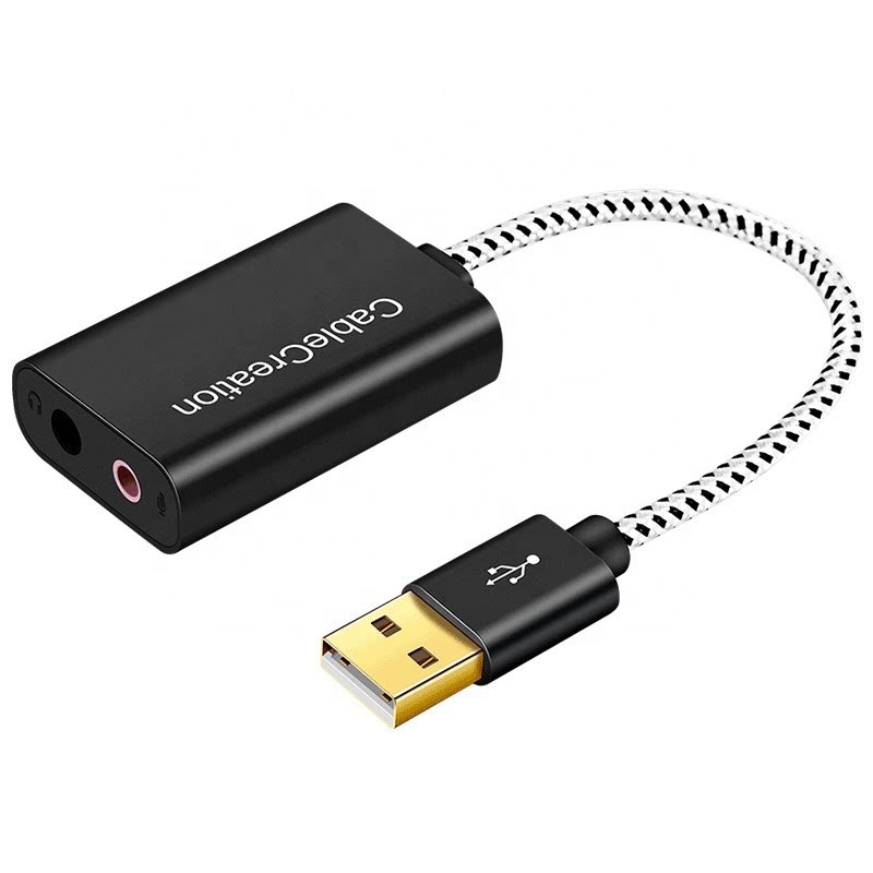 Мини USB-адаптер внешняя стерео звуковая карта с разъемом 3,5 мм для наушников и микрофона для Windows ПК ноутбуков настольных компьютеров