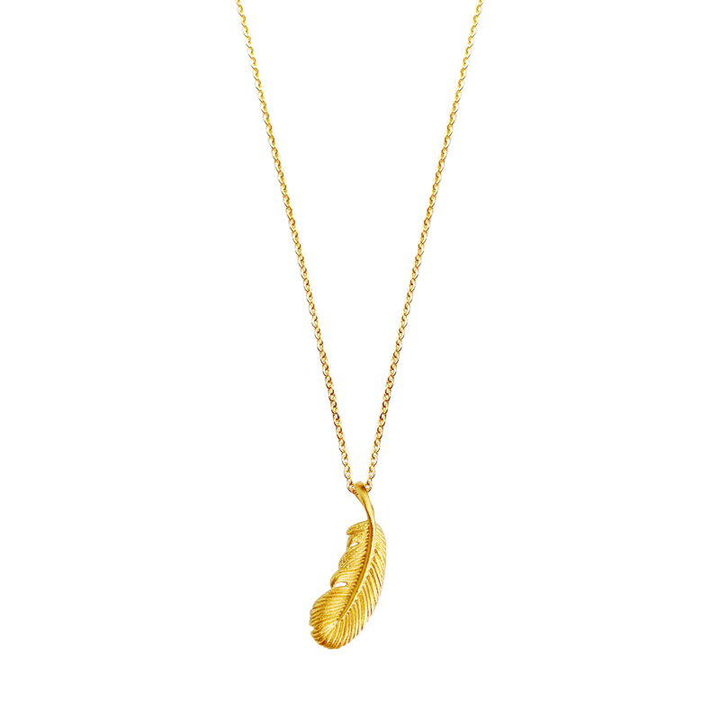 Wholesale new 925 sterling silver feather pendant necklace does not lose color  simple collarbone chain.