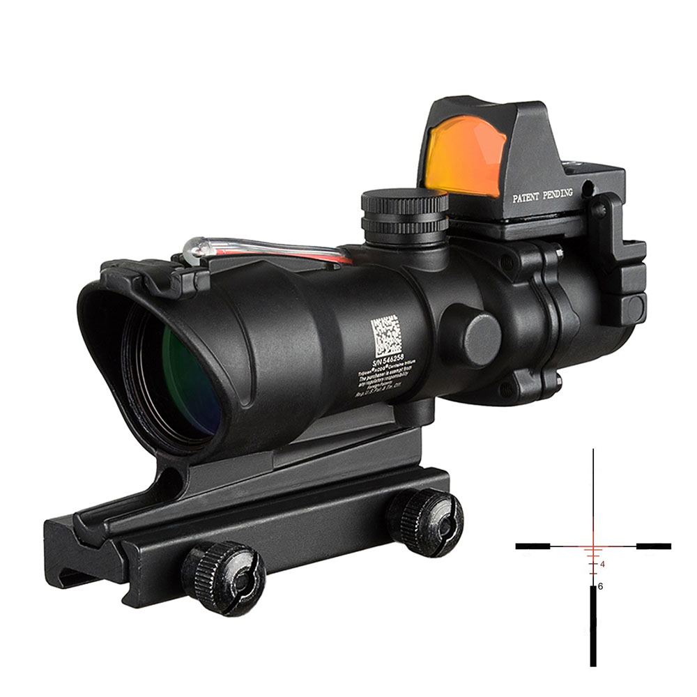 Тактический Оптический прицел из настоящего Красного волокна 4x32 acog оружейный прицел с rmr красная точка для охоты