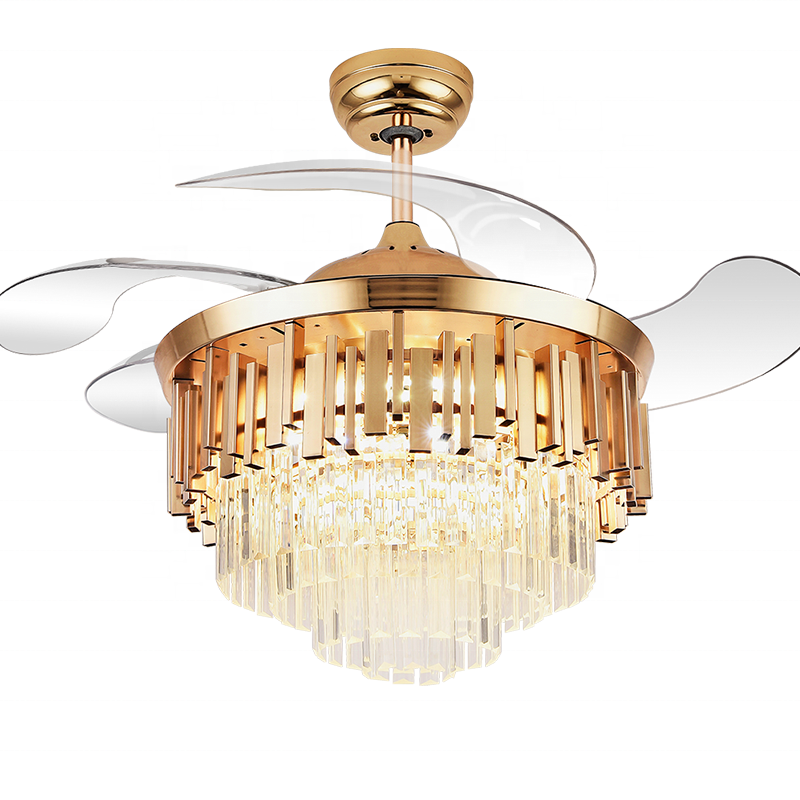 Crystal chandelier ceiling fan with light with remote control
