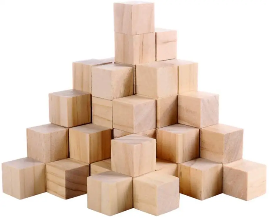 Пустые Квадратные деревянные кубики, пустые деревянные кубики для рукоделия