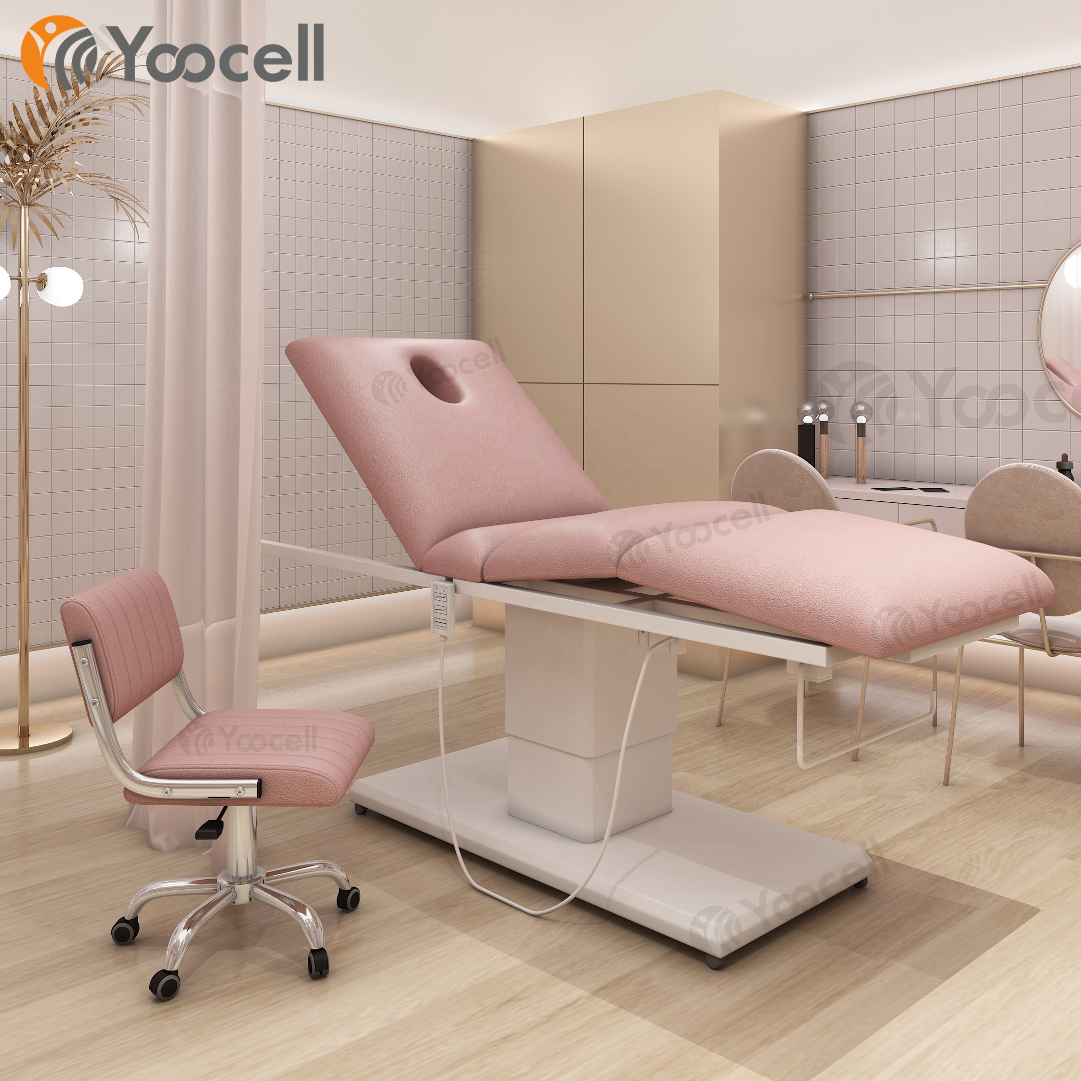 Yoocell Горячая продажа мягкий розовый цвет Массаж Лица Кровать Лечение электрический с 3 Мотором для спа массаж салон красоты