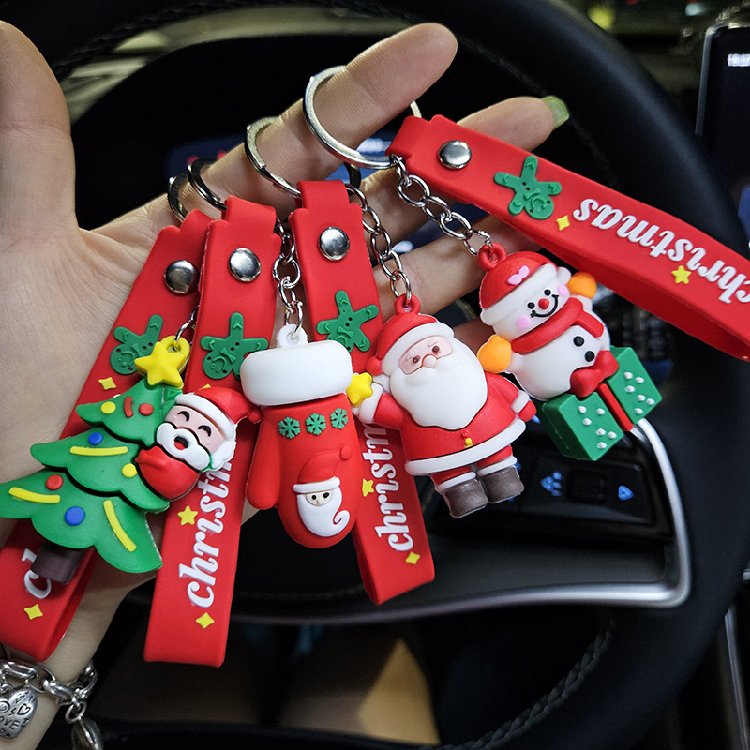 Cartoon Christmas Keychain Santa Claus Snowman Key Chain Car Pendant Schoolbag Ornaments Gifts