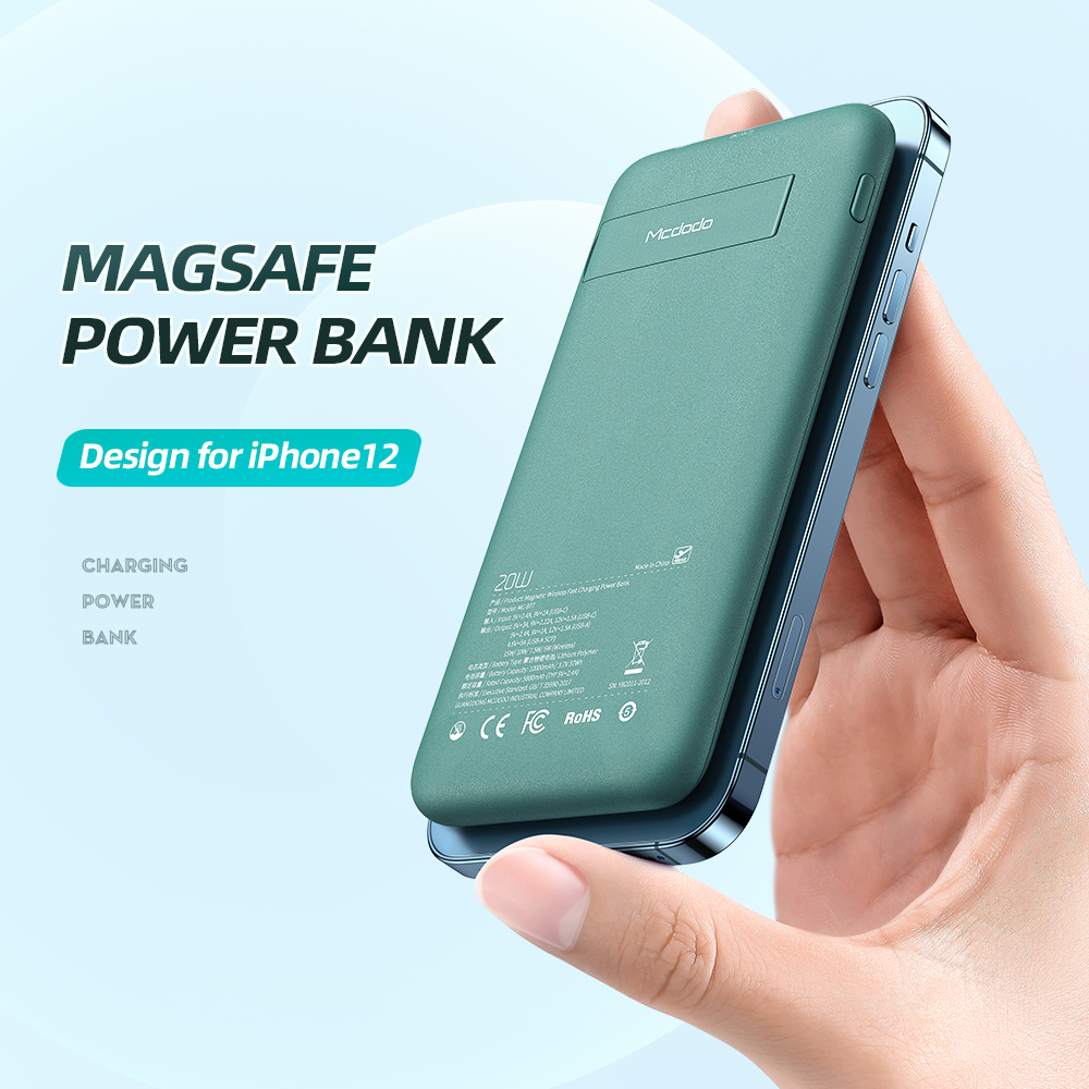 Mcdodo 10000 мАч 15 Вт Magsafe беспроводной зарядный внешний аккумулятор с держателем для телефона