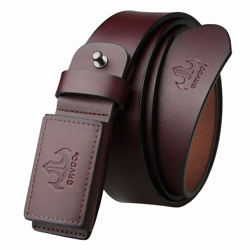 Classic New Split Genuine Leather Alloy Pin Buckle Man Belt For Casual Dress Pants Cow Hide Leather Belts