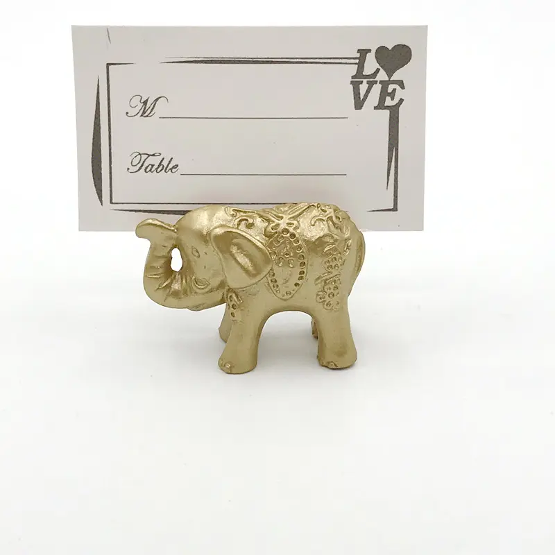 Wholesales Lucky Gold Elephant Place Card Holders Name Photo Holder Wedding Baby Party Table Decoration Favors Drop Shipping