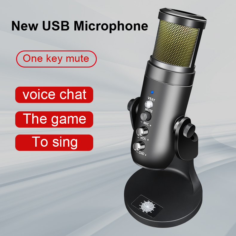 Игровой микрофон RGB, USB-микрофон для ПК и смартфона