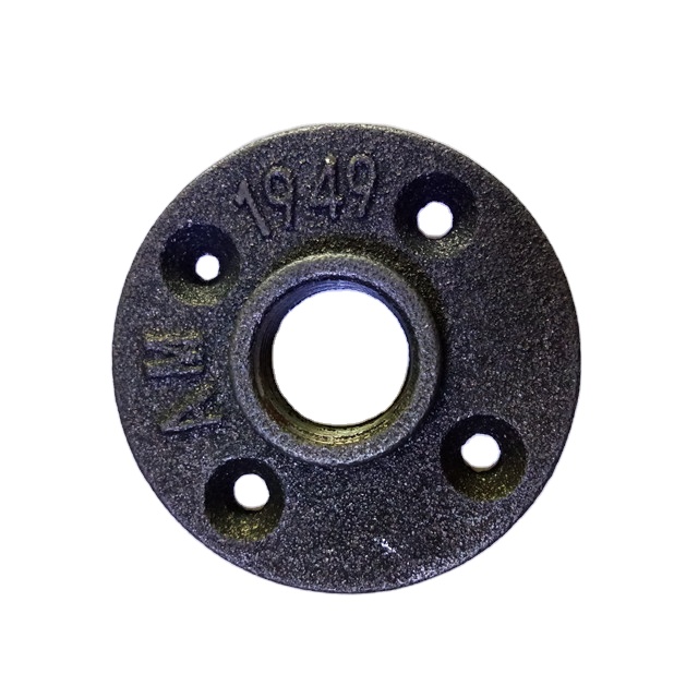 Black Malleable Iron Floor Flange Threaded 1/2 and 3/4 Inch For Furniture