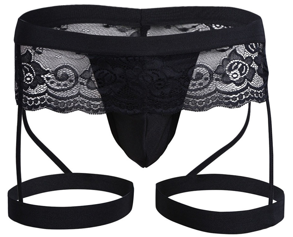 Hot sale sexy underwear men briefs breathable ultra thin lace jockstrap gay male sexy boxer briefs