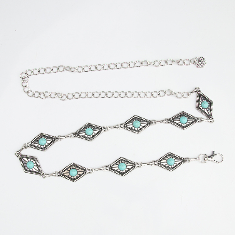 2024 New designer fashion retro-decorative gold diamond pearl turquoise ladies dress chain belt women waist metal belt chains