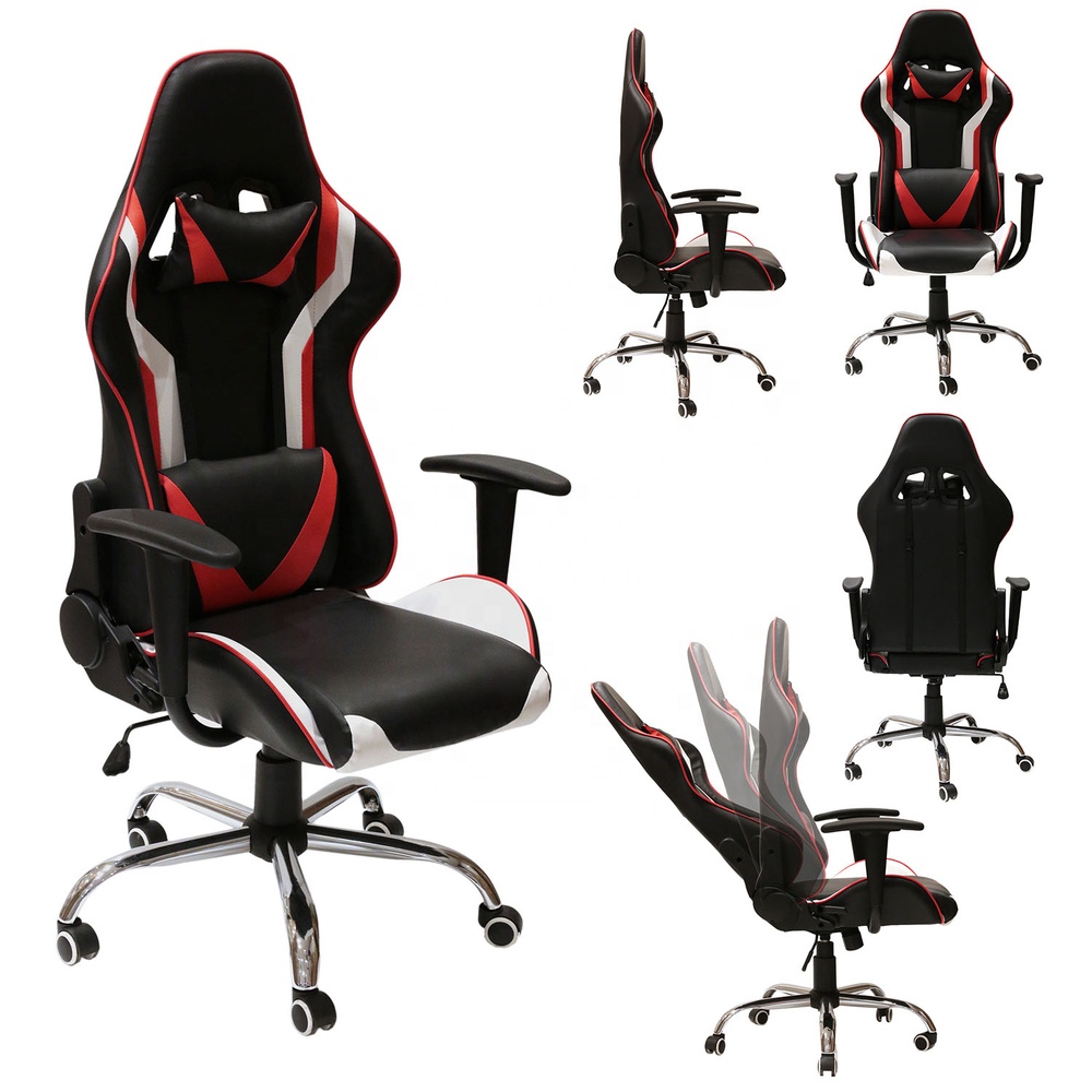 Черно-красный игровой стул из искусственной кожи PU E-Sport Racing
