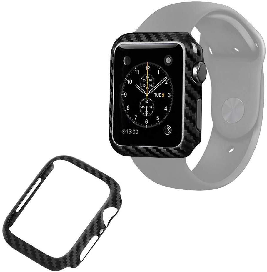 Корпус для часов из углеродного волокна для Apple Watch Series 5/Series 44 мм, прочный ударопрочный чехол для iWatch с глянцевым/саржевым переплетением (44 мм)