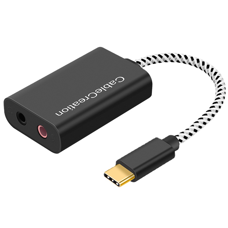 CableCreation Type USB C аудио адаптер Тип C внешняя стерео звуковая карта Plug and Play для наушников и микрофона Разъем черный