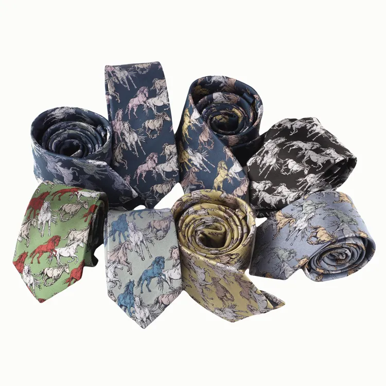 Animal Custom Silk High Quality Italian Factory Jacquard Ties Horse Novelty Neckties Fabric Woven For Mens 100% Silk