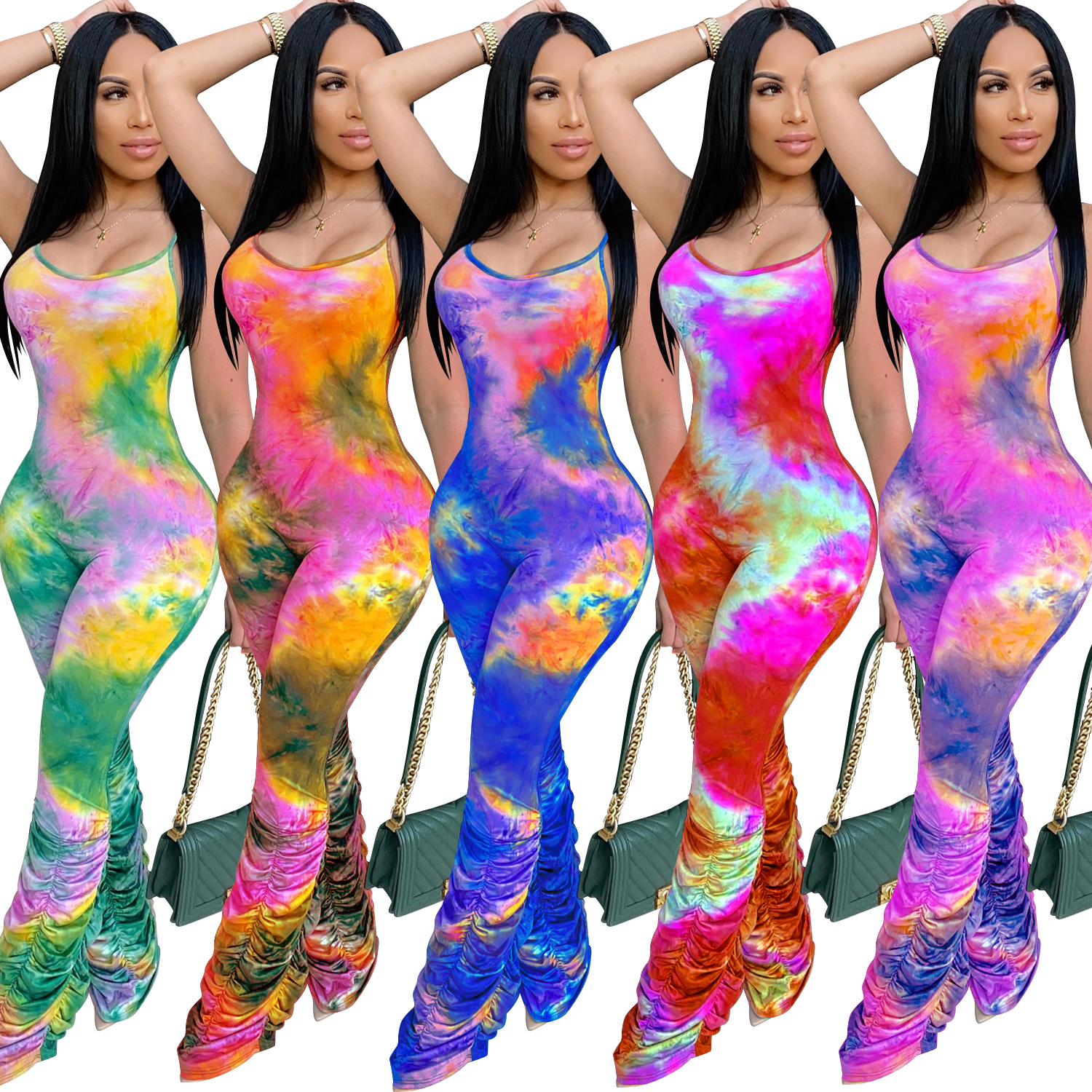 Банни BN-3561 2020 женские тай-дай Bodycon Одежда Цельный пикантные летние женские полусапожки комбинезон