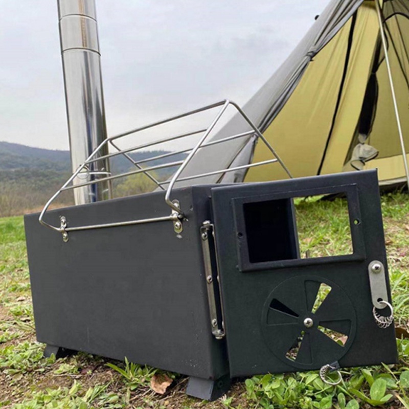 Portable warm fire camping wood stove stainless steel cast iron wood burning tent heating stove