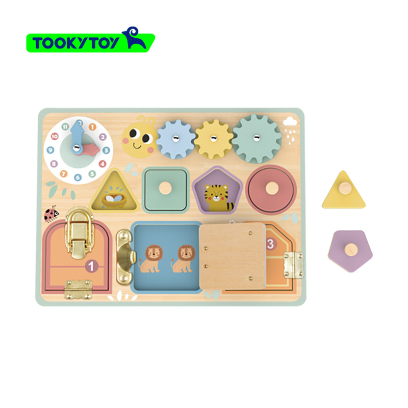 Early Educational sensory Activity Board Montessori Lock Board Children's Hands-on Key Unlock Hand Grasping Shape Matching Toy