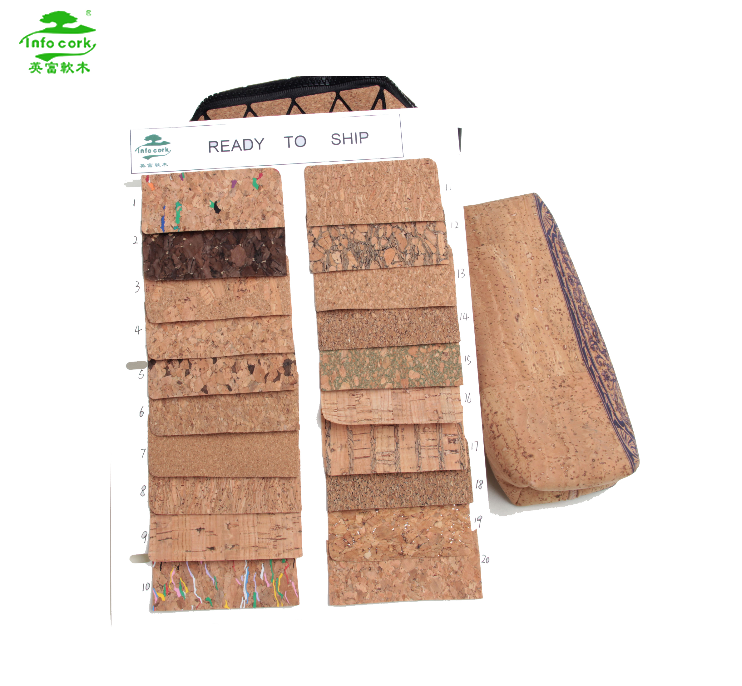 ready to ship cork fabric eva dotted natural cork pu synthetic leather materials for