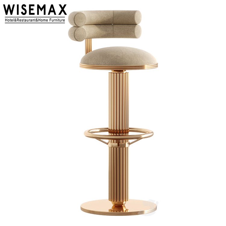 Мебель WISEMAX, Скандинавская барная мебель для бара, бархатная ткань, золотые металлические ножки, стул для ресторана и бара