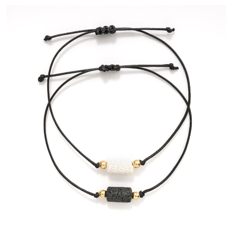 New Charm Bracelet For Friendship Couples 2pcs/set Volcanic stone bracelet Bead Bangles Women Man Lucky Jewelry