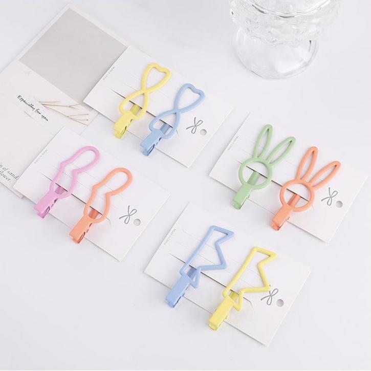 2PCS/Set Clips Color Kids Makaron rainbow Cute Baby metal broken Hairpins hair clip Hair Accessories