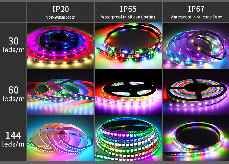 Custom digital  SK6812 5050RGB 60leds/m addressable  led strip outdoor pixel RGB neon flex