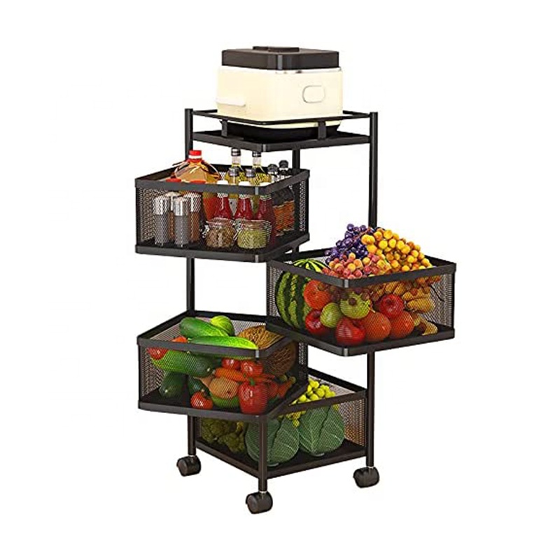 Square Floor Type Multi-layer Rotatable Vegetable Storage Rack Multifunctional Sundries Fruit Storage Rack