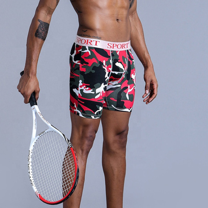 Custom logo fashion long cotton sublimation printed shorts men underwear boxer