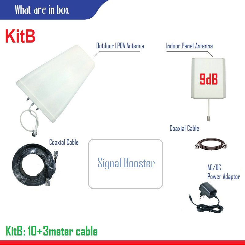 Europe 5 days Delivery HWATEL 4G Signal Booster 3-band 900 1800 2100MHz 4G Amplifier Repeater LOG Panel Antenna Fullkit
