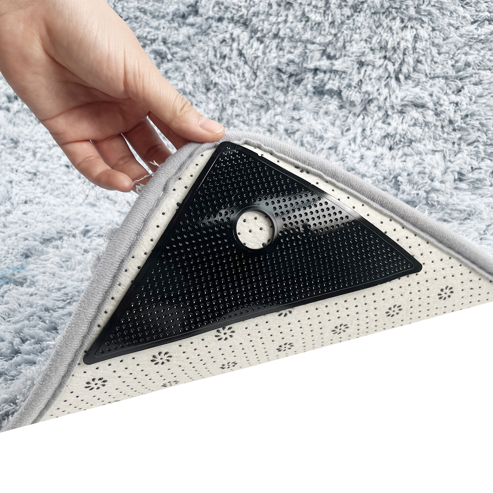 Factory supply new self adhesive triangle anti curling rug gripper for carpet non slip clear corner pad