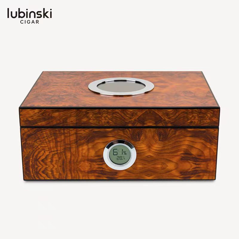 LUBINSKI Humidor, Круглый, сквозной оконный кедровый деревянный электронный измеритель температуры и влажности, Lubinski humidor