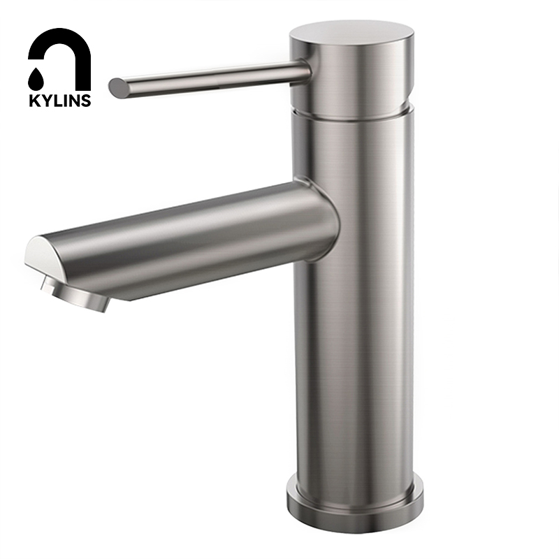 Wholesale Custom Single Handle 304 Stainless Steel Hot Cold Water Wash Basin Taps Bathroom Basin Mixer