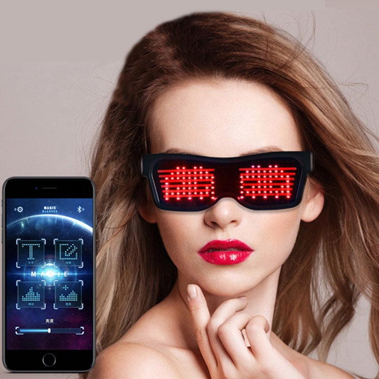 СВЕТОДИОДНЫЕ светящиеся очки солнцезащитные очки-аккумулятор/USB Перезаряжаемый/приложение с синими зубьями-для мужчин и женщин Вечеринка фестиваль танцы Rave маскарад