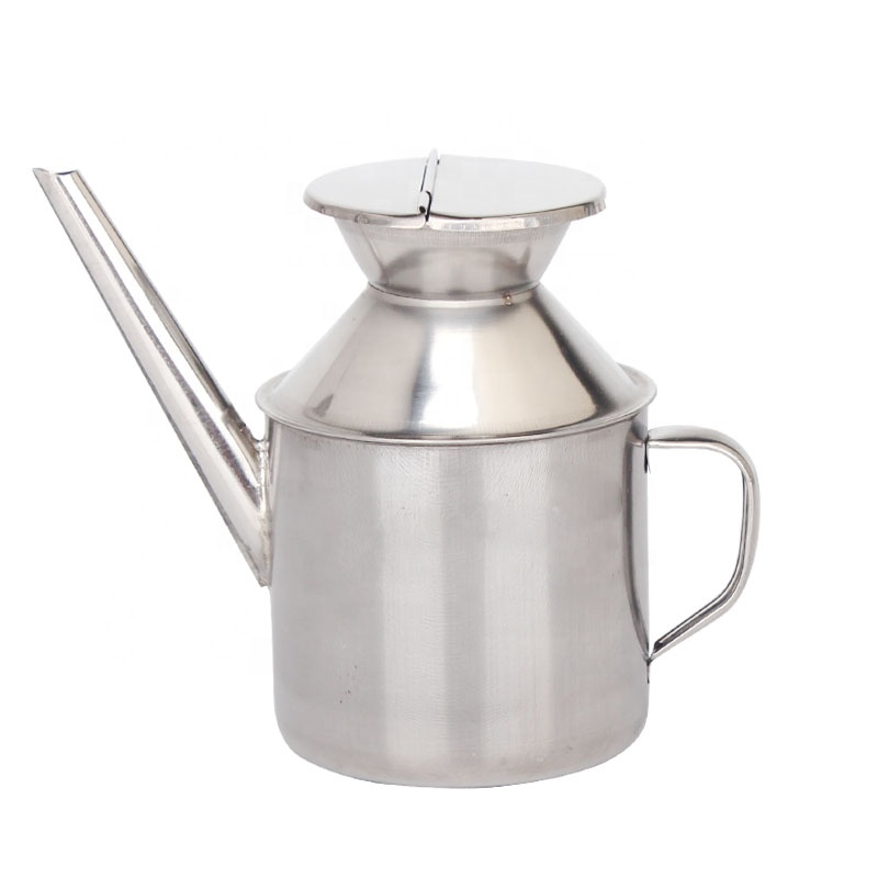 Stainless steel oil pot soy sauce vinegar pot seasoning dustproof leak proof oil storage bottle long mouth handle Kitchen