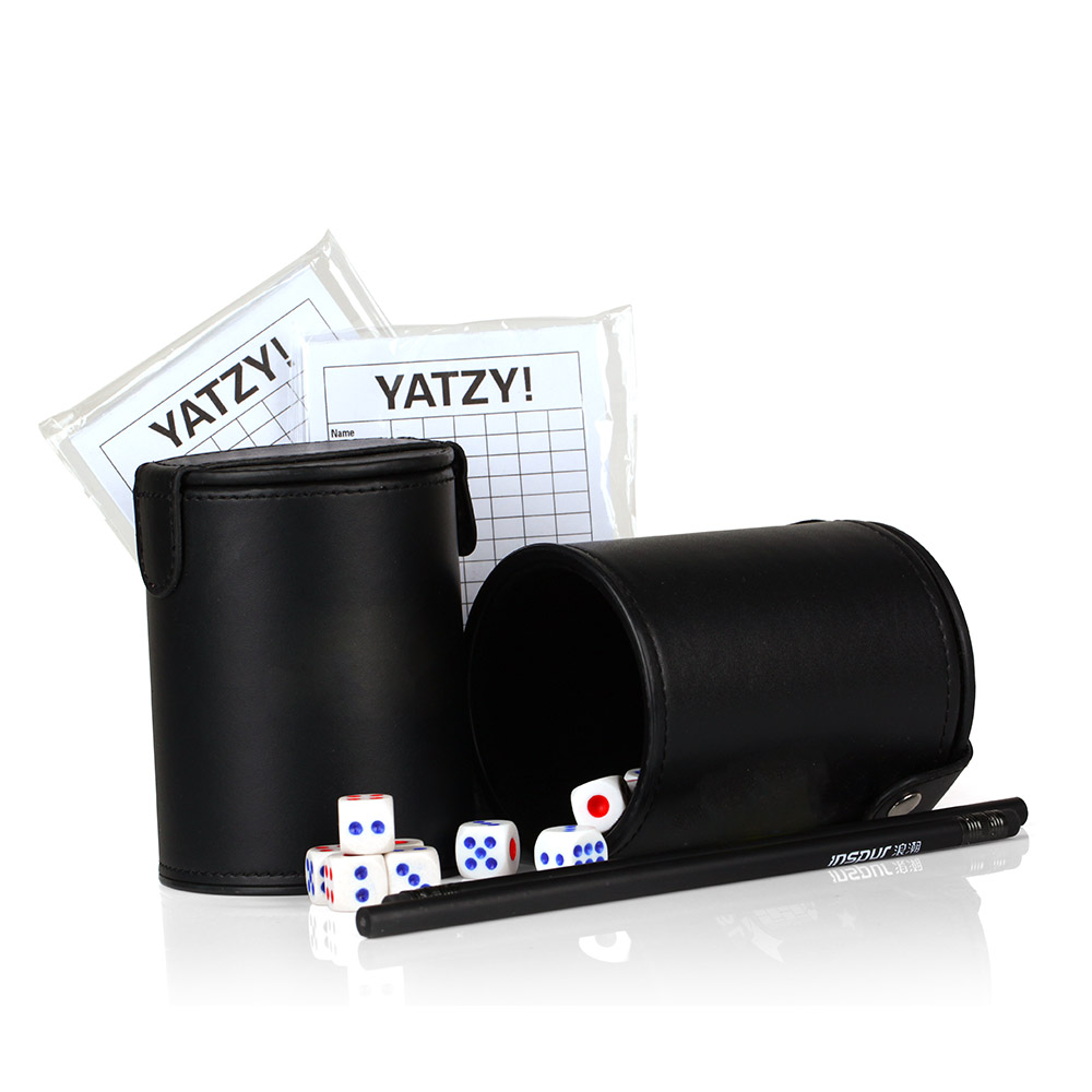 Фабрика Пользовательские искусственная кожа кости Кубок Yatzy игровой набор