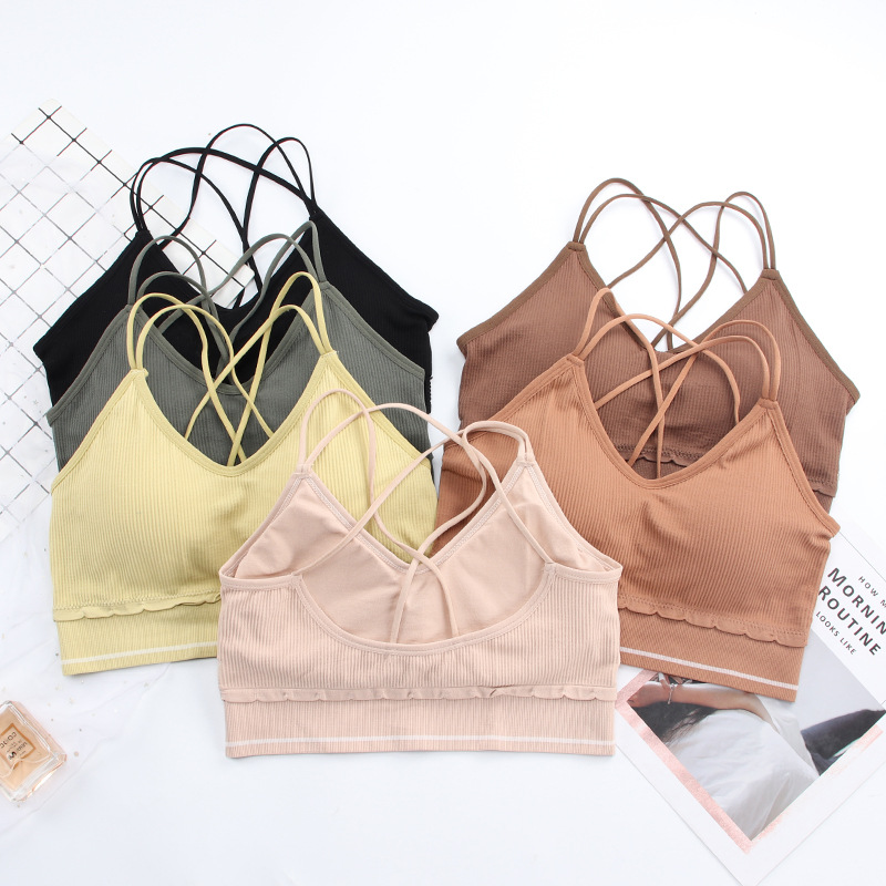 Sleeveless Crop Camisole Tank Tops Sport Bra Seamless Cami Workout Shirts With Built Bra For Women