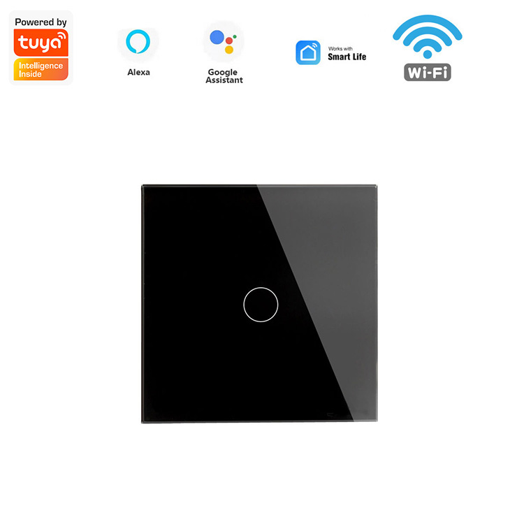 EU UK Glass Panel Wall Light Switch smart switch tuya smart switch Works with Tuya ,Amazon alexa ,Google home