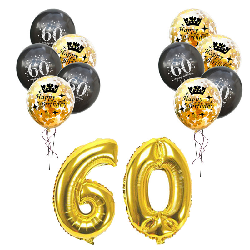 30 40 50 60 лет 30th 50th День Святого Валентина День Валентина шара с цифрой золотистый и черный украшения для вечеринок товары 12 дюймов