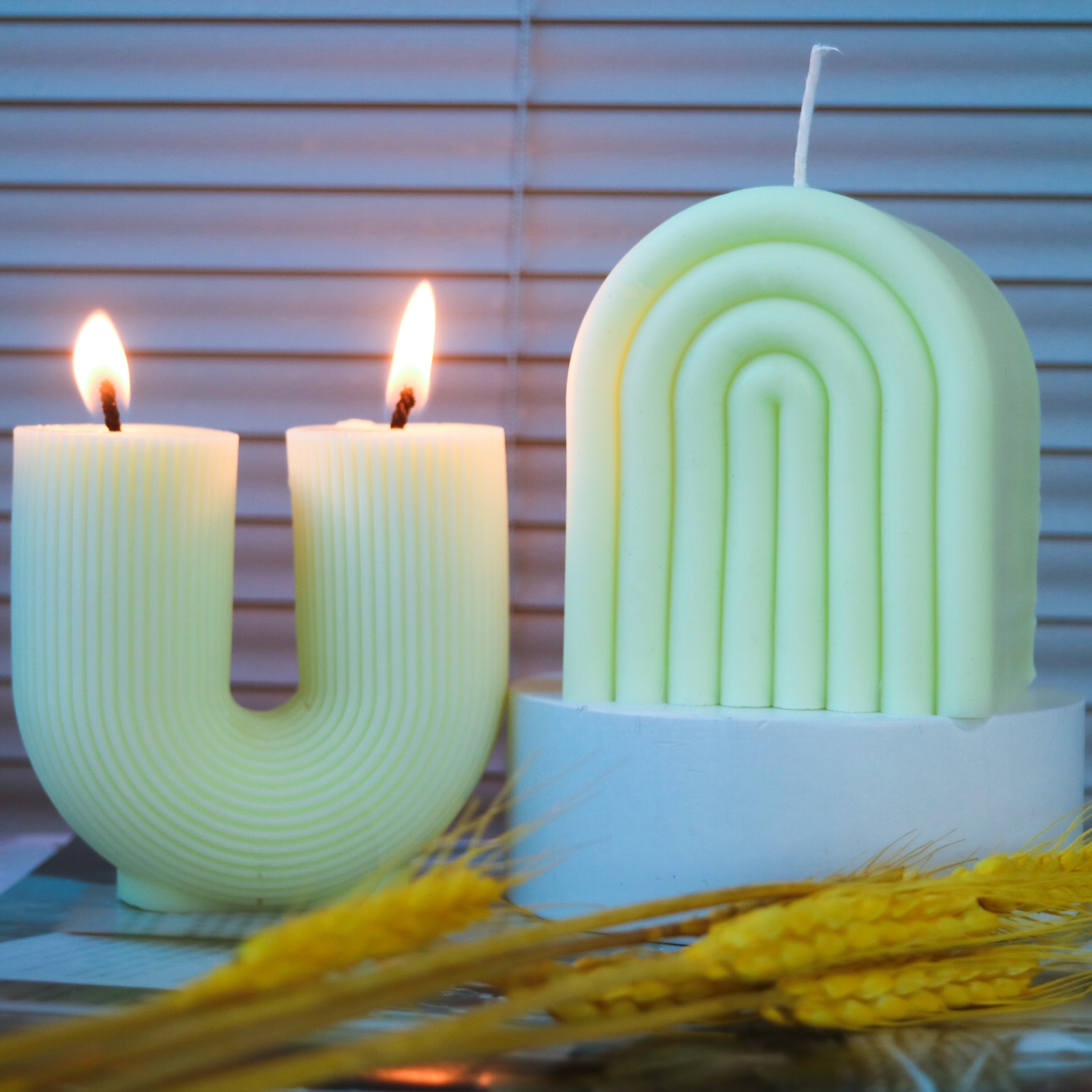 LOVE'N OEM LV0129C handmade rain-bow candle mould Geometric Arch N shaped Aromatherapy Candle Silicone Mold Candle mold