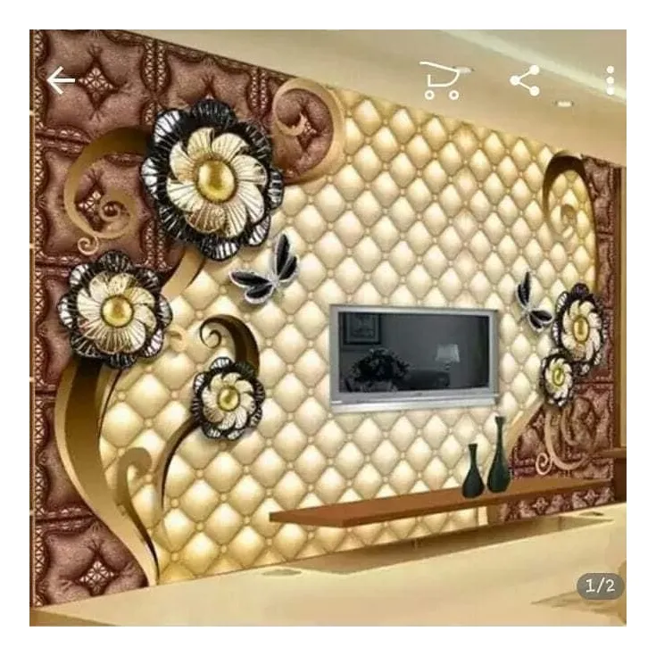 Customized flower design wall mural 3D 5D 8D 16D embossed wall decoration for home TV background