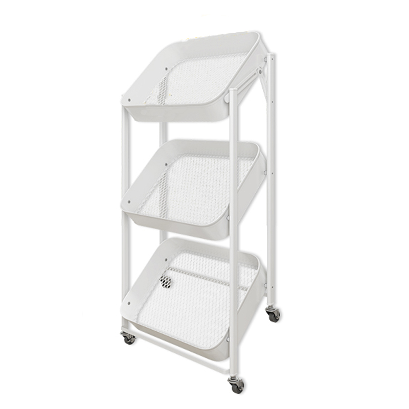 Low-price multifunctional space-saving three-layer folding shelf for living room storage cart storage rack