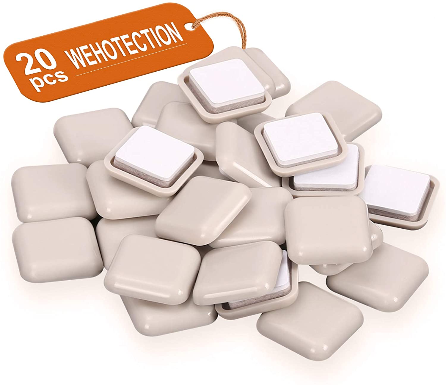 Dropshipping products 2021 20 PCS Self-Stick Furniture Sliders,1 Inch Square Furniture Sliders for Carpet Furniture Moving