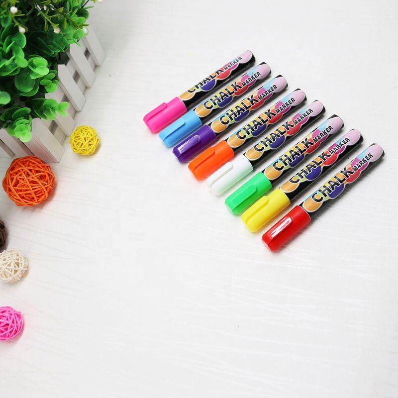 Promotional Liquid Chalk Marker 6mm Reversible Tip 8 Neon Colors for LED Writng Board ,Glass,Chalkboard-Custom Logo Chalk Marker