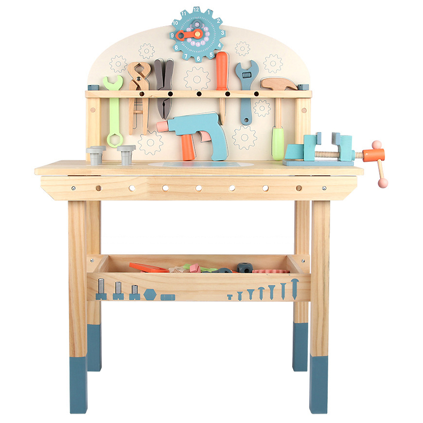 Nordic Educational Toys Boys Multifunction Simulation Tool Bench Wood Tool Play Set Toy for Toddler